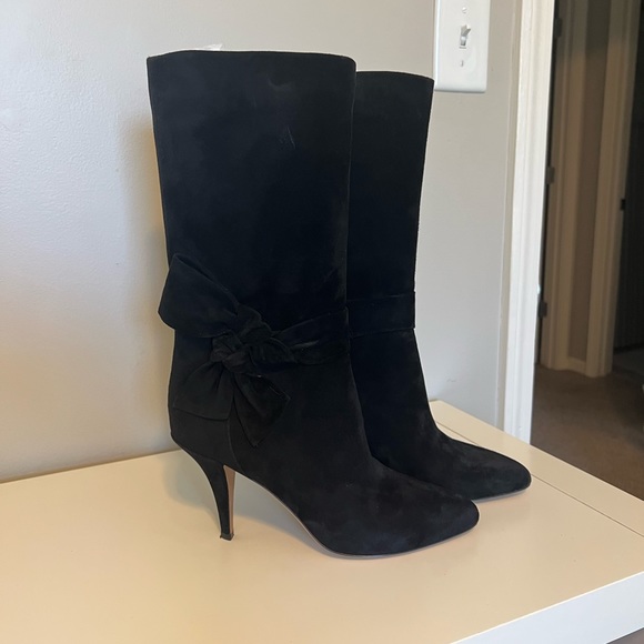 VALENTINO GARAVANI low bow tie boots in black suede 9.5 - Picture 4 of 10